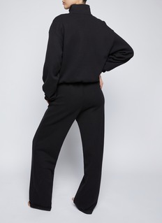 Black Straight-leg cotton-fleece track pants