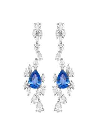 Main View - Click To Enlarge - KORLOFF - High Jewellery 18K White Gold Diamond and Sapphire Earrings