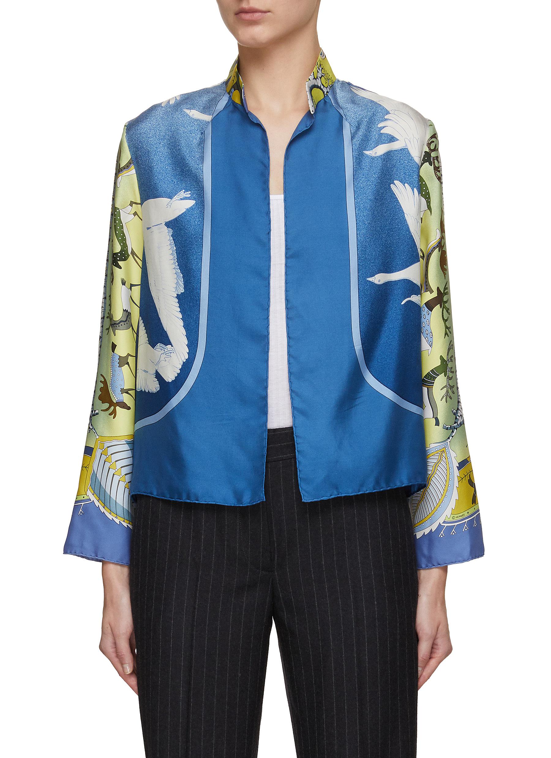 Blue silk deals jacket women's