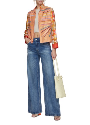 Figure View - Click To Enlarge - LILYEVE - Stand Collar Open Front Silk Jacket