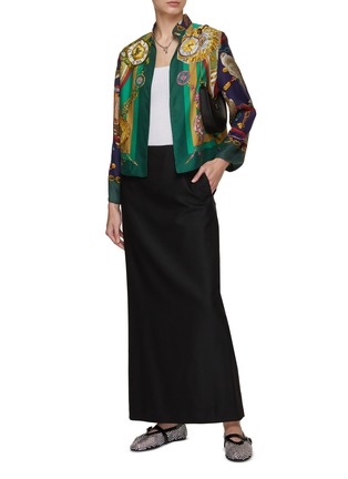 Figure View - Click To Enlarge - LILYEVE - Stand Collar Open Front Silk Jacket