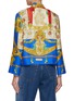 Back View - Click To Enlarge - LILYEVE - Stand Collar Open Front Silk Jacket