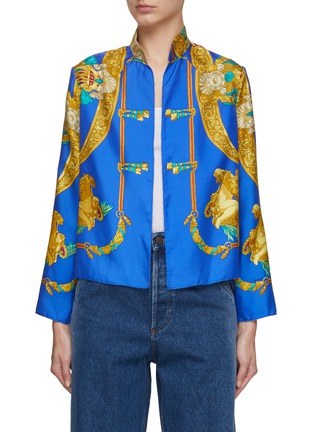 Main View - Click To Enlarge - LILYEVE - Stand Collar Open Front Silk Jacket