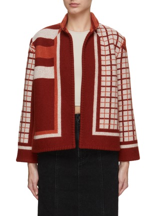 Main View - Click To Enlarge - LILYEVE - Stand Collar Open Front Cotton Towelling Jacket