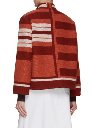 Back View - Click To Enlarge - LILYEVE - Stand Collar Open Front Cotton Towelling Jacket