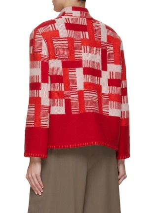 Back View - Click To Enlarge - LILYEVE - Stand Collar Open Front Cotton Towelling Jacket