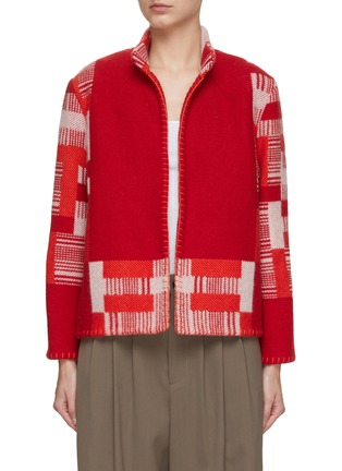 Main View - Click To Enlarge - LILYEVE - Stand Collar Open Front Cotton Towelling Jacket