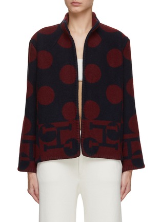 Main View - Click To Enlarge - LILYEVE - Stand Collar Open Front Cotton Towelling Jacket