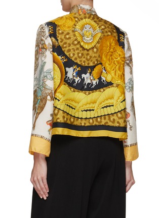 Back View - Click To Enlarge - LILYEVE - Stand Collar Open Front Silk Jacket