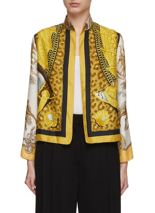 Main View - Click To Enlarge - LILYEVE - Stand Collar Open Front Silk Jacket