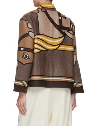 Back View - Click To Enlarge - LILYEVE - Stand Collar Open Front Cotton Towelling Jacket