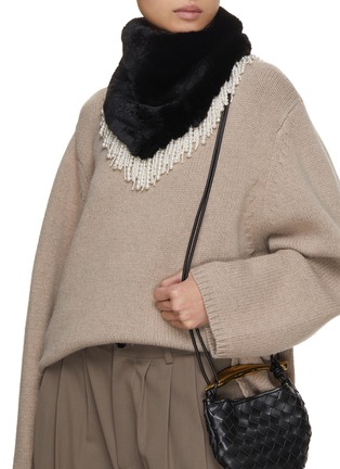Figure View - Click To Enlarge - LANE'S - Swann Pearl Detailing Rex Rabbit Fur Scarf