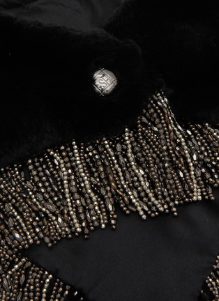  - LANE'S - Gun Metal Beads Swann Rex Rabbit Fur Scarf