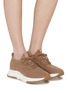 Figure View - Click To Enlarge - GIANVITO ROSSI - Knit Boucle Low Top Lace Up Sneakers