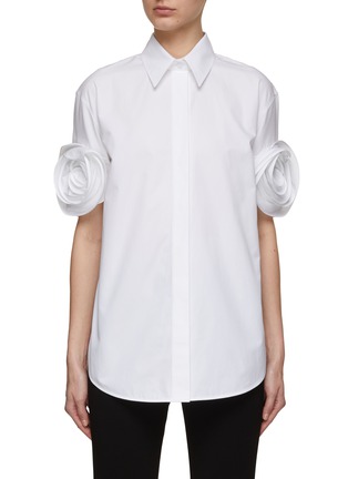 Main View - Click To Enlarge - VALENTINO GARAVANI - Rosette Half Sleeve Popin Shirt