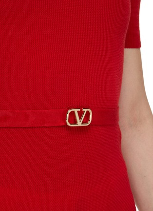  - VALENTINO GARAVANI - Crewneck Logo Belted Wool Knit Top