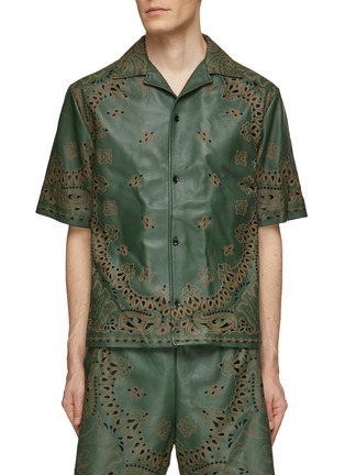Main View - Click To Enlarge - AMIRI - Laser Cut Out Bandana Leather Bowling Shirt