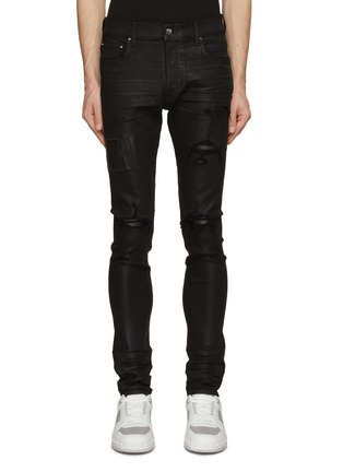 Main View - Click To Enlarge - AMIRI - Waxed Denim Distressed Skinny Jeans