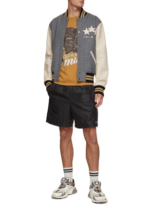 Figure View - Click To Enlarge - AMIRI - Oversized Leather Star Patch Varsity Jacket