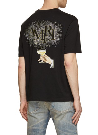 Back View - Click To Enlarge - AMIRI - Crystal Embellished Champagne Logo T-Shirt