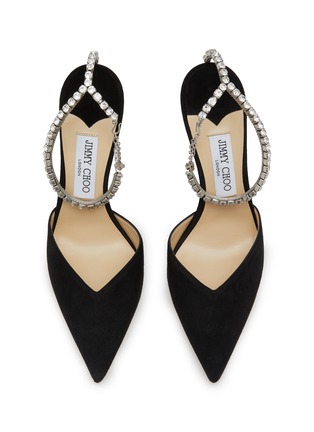Detail View - Click To Enlarge - JIMMY CHOO - Saeda 100 Suede Crystal Chain Pumps