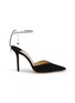 Main View - Click To Enlarge - JIMMY CHOO - Saeda 100 Suede Crystal Chain Pumps