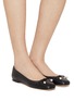 Figure View - Click To Enlarge - JIMMY CHOO - Elme Leather Ballerina Flats