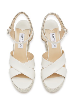 Detail View - Click To Enlarge - JIMMY CHOO - Dellena 100 Metallic Rope Trim Wedge Leather Sandal