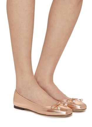 Figure View - Click To Enlarge - JIMMY CHOO - Elme Leather Ballerina Flats