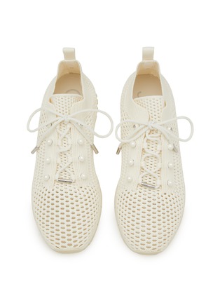 Detail View - Click To Enlarge - JIMMY CHOO - Crochet Knit Low-Top Sneakers