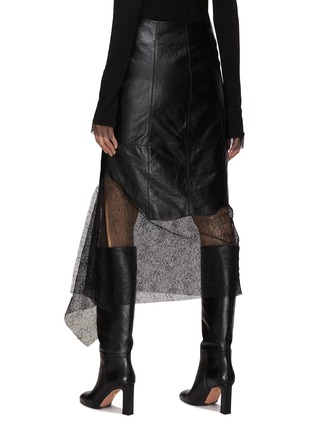 Back View - Click To Enlarge - HELMUT LANG - Leather Lace Midi Skirt