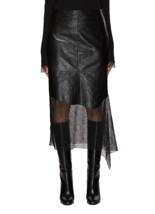 Main View - Click To Enlarge - HELMUT LANG - Leather Lace Midi Skirt