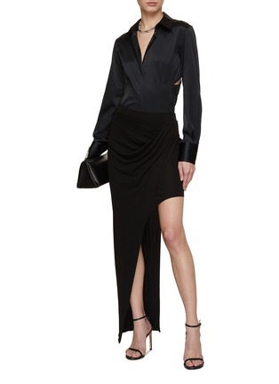 Figure View - Click To Enlarge - HELMUT LANG - Back Cut Out Satin Shirt