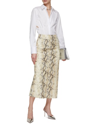 Figure View - Click To Enlarge - HELMUT LANG - Leather Midi Skirt