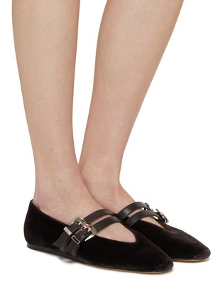 Figure View - Click To Enlarge - LE MONDE BERYL - Double band Velevt Mary Jane Ballerina Flats