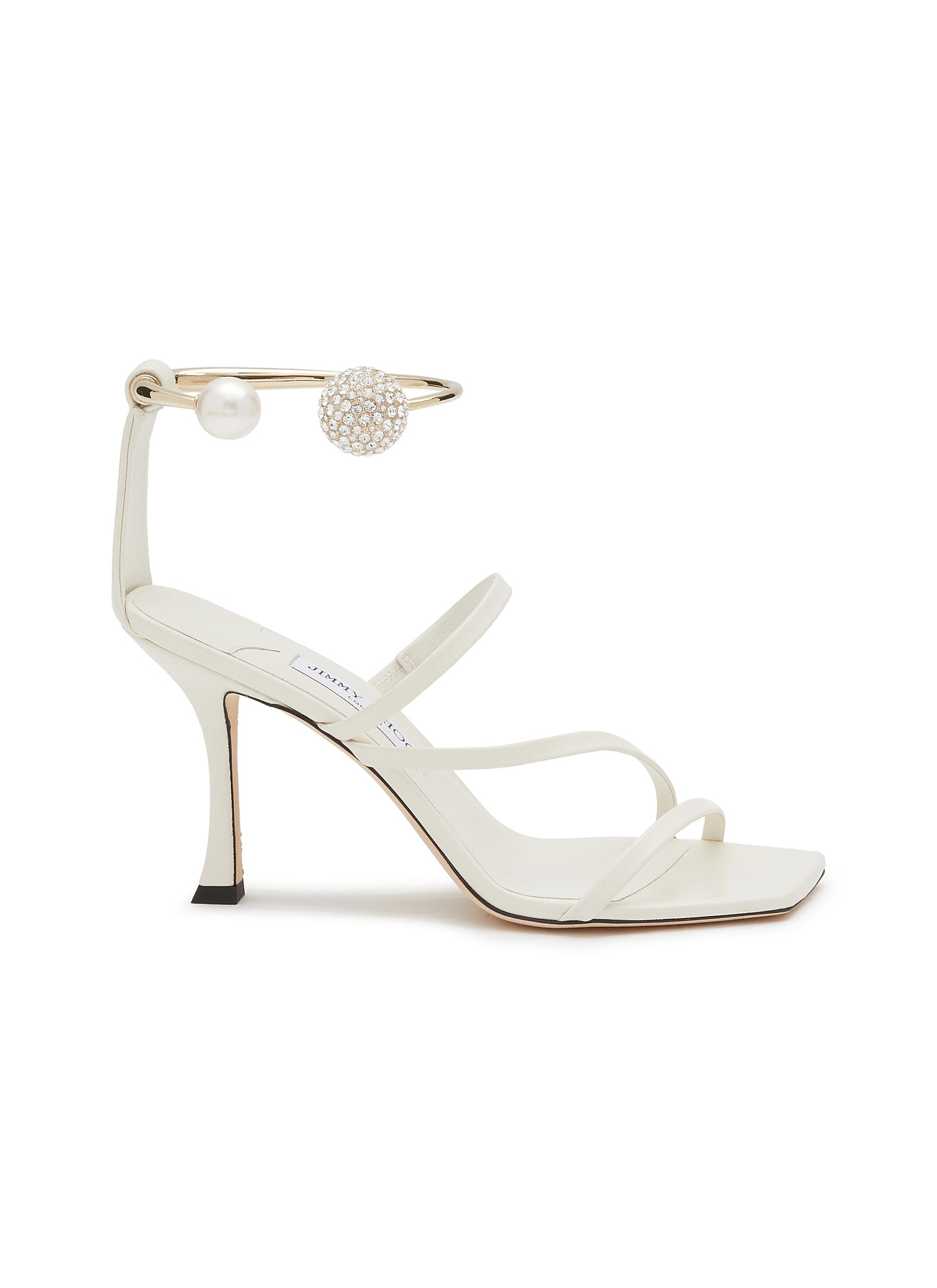 OFF-WHITE C/O Jimmy Choo Victoria 100 crystal-embellished satin and vinyl  pumps – Shoes Post