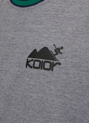  - KOLOR - Striped Collar Ski Logo Cotton T-Shirt