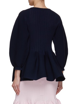 Back View - Click To Enlarge - CFCL - Puff Sleeve Flared Ribbed Top