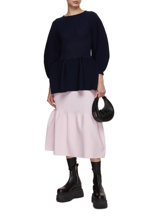 Figure View - Click To Enlarge - CFCL - Puff Sleeve Flared Ribbed Top