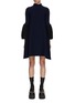 Main View - Click To Enlarge - CFCL - Glitter Bell Sleeve Flared Mock Neck Mini Dress