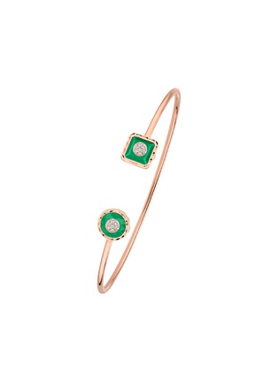 Main View - Click To Enlarge - KORLOFF - Saint-Petersbourg Rose Gold Diamond Green Agate Bangle — Size 16