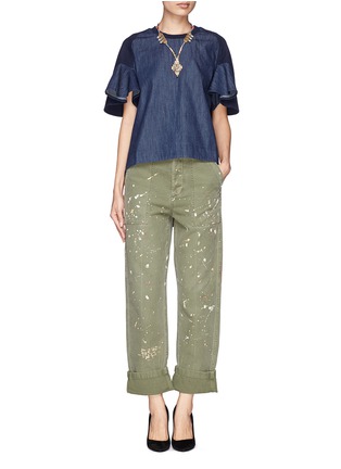 Figure View - Click To Enlarge - SEE BY CHLOÉ - Denim panel cotton jersey back top