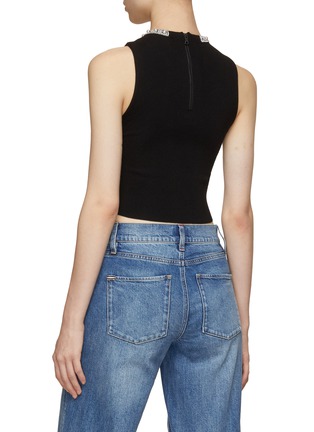 Back View - Click To Enlarge - ALICE & OLIVIA - Amity Embellished Neck Crop Top
