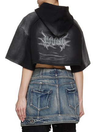 Back View - Click To Enlarge - JUUN.J - Brushed Embroidery Cropped Hoodie