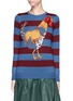 Main View - Click To Enlarge - STELLA JEAN - 'Camelia' beaded rooster intarsia stripe wool sweater