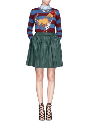 Figure View - Click To Enlarge - STELLA JEAN - 'Camelia' beaded rooster intarsia stripe wool sweater