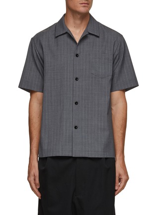 Main View - Click To Enlarge - SACAI - Pleated Back Chalk Stripe Shirt