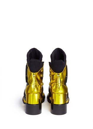 Back View - Click To Enlarge - MAISON MARGIELA - 'Tabi' metallic leather ankle boots