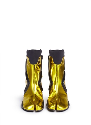Figure View - Click To Enlarge - MAISON MARGIELA - 'Tabi' metallic leather ankle boots