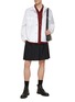 Figure View - Click To Enlarge - SACAI - Chalk Stripe Pleated Back Belted Shorts